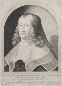 Ludwig von Siegen - Portret al Ameliei Elisabeth von Hessen, realizat in mezzotinto