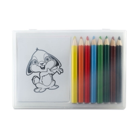 Set creioane colorate din lemn in cutie transparenta. Contine 8 creioane din lemn si 20 de hartii de colorat. | MO7389-99