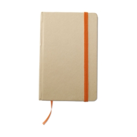 Caiet din material reciclabil cu panglica colorata si banda elastica. 96 de pagini albe.;MO7431-10
