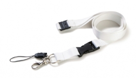 Lanyard alb, cu catarama de siguranta | 61138.10