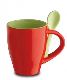 Cana ceramica Norwood si lingurita, rosie;81065.20