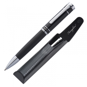 Ferraghini ballpen with twist mechanism with cloth cover in artificial leather case | F21003