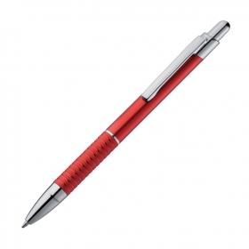 Blue-writing metal ballpen with a furrowed grip zone | 1837305