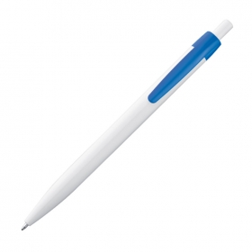 White plastic ballpen with coloured clip | 1865604