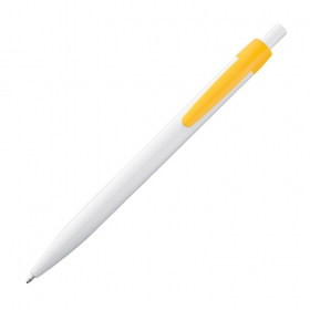 White plastic ballpen with coloured clip;1865608