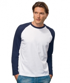 Tricou Hanes cu maneca lunga alb / Navy | HA5620_NY