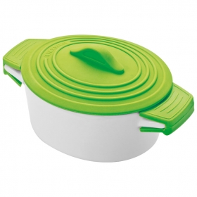 Oala de portelan cu capac de silicon, verde deschis
 | 8889429