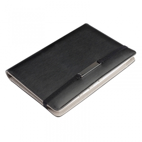 Elegant metal plate padfolio with mini tablet holder | 14075.30