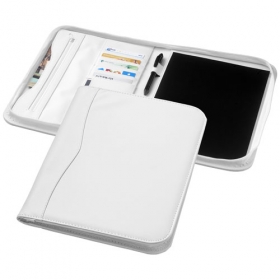 Ebony A4 zipper portfolio-whte;11998600