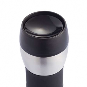 Double wall leak proof push mug black;P432.391