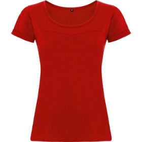 Tricou cu mÃ¢necÄƒ scurtÄƒ È™i design feminin. Cu croi pe piept, ca detaliu, cu decolteu rotund cu garniturÄƒ simplÄƒ, cu manÈ™eta mÃ¢necii scurte Ã®ntoarsÄƒ È™i È™liÈ›uri laterale rotunjite Ã®n partea inferioarÄƒ. CusÄƒturi cu 4 fire pentru o mai mare rezistenÈ›Äƒ.;6633_60