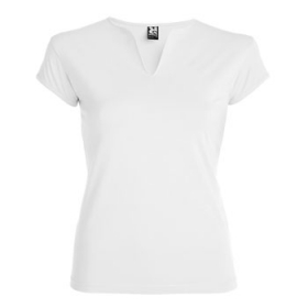 Tricou cambrat cu guler tunică, mânecă semi pe umeri cu garnitură și cusături laterale. Tricou cambrat cu guler tunică, mânecă semi pe umeri cu garnitură și cusături laterale.;6532_01