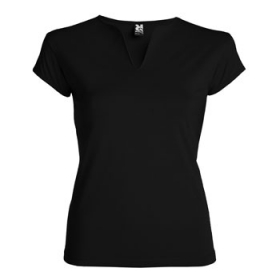 Tricou cambrat cu guler tunicÄƒ, mÃ¢necÄƒ semi pe umeri cu garniturÄƒ È™i cusÄƒturi laterale.;6532_02