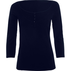 Tricou cu mÃ¢necÄƒ Â¾ cu decolteu rotund cu garniturÄƒ È™i bust tip corsaj canelat cu fantÄƒ È™i nasturi. CroialÄƒ cambratÄƒ È™i margine inferioarÄƒ rotunjitÄƒ. CusÄƒturi laterale cu 4 fire pentru o mai mare rezistenÈ›Äƒ.;6541_55