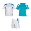 Echipament sportiv unisex compus din 2 tricouri + 1 pereche pantaloni. InserÈ›ii Ã®n contrast. Material respirabil, uÈ™or, comod È™i care se usucÄƒ uÈ™or. Echipament fÄƒrÄƒ jambiere.; cod produs : 0429_0112