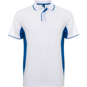 Tricou polo cu mÃ¢necÄƒ scurtÄƒ, special pentru sport. Din material combinat Ã®n douÄƒ culori. Guler cu nasturi, bandÄƒ pentru acoperirea cusÄƒturii È™i fantÄƒ Ã®n contrast.  Material respirabil, ce se spalÄƒ È™i se usucÄƒ uÈ™or. ;0421_0105
