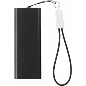 Aluminium power bank with Li-polymer 2000mAh, Black | 7093-01