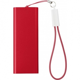 Aluminium power bank with Li-polymer 2000mAh, Red;7093-08