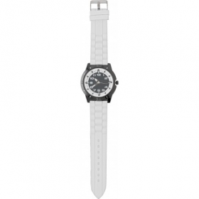 Large, alloy and mineral glass watch for men, White;6495-02