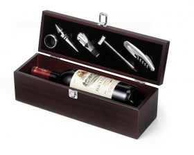 Set vin Luxurious, 5 piese, Ã®n cutie-cadou, din lemn | 6814-11