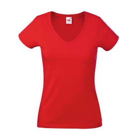 Ladies V-neck t-shirt    FO1398-RD-L;FO1398-RD